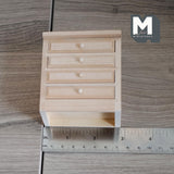 Miniature Chest Unfinished 1:12 Scale Dollhouse Supplies Bureau 4 Drawer Dresser Cabinet Tallboy 3 inch tall - I008