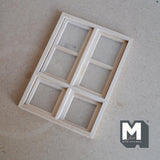 Dollhouse Window Frame 1:12 Scale Miniature Six-Pane with Sash Windows Unfinished 4-1/2 inch tall - I029