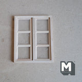 Dollhouse Supplies Window Frame 6 Pane 1:12 Scale Miniature Window Unfinished 4 inch tall - I029