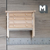 Dollhouse Supplies Chest of Drawers Unfinished 1:12 Scale Miniature 4 Drawer Cabinet 4 inch wide - I010