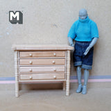 Dollhouse Supplies Chest of Drawers Unfinished 1:12 Scale Miniature 4 Drawer Cabinet 4 inch wide - I010
