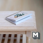 1:12 Scale Miniature Notebook with Blank Pages, Lemon Print Cover, 1-3/8 inch tall, DIY Dollhouse Supply (beige)