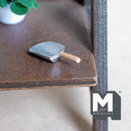 Miniature melske i metal med træhåndtag i skala 1:12, 1 inch lang, gør-det-selv-materiale til dukkehus (sølv)