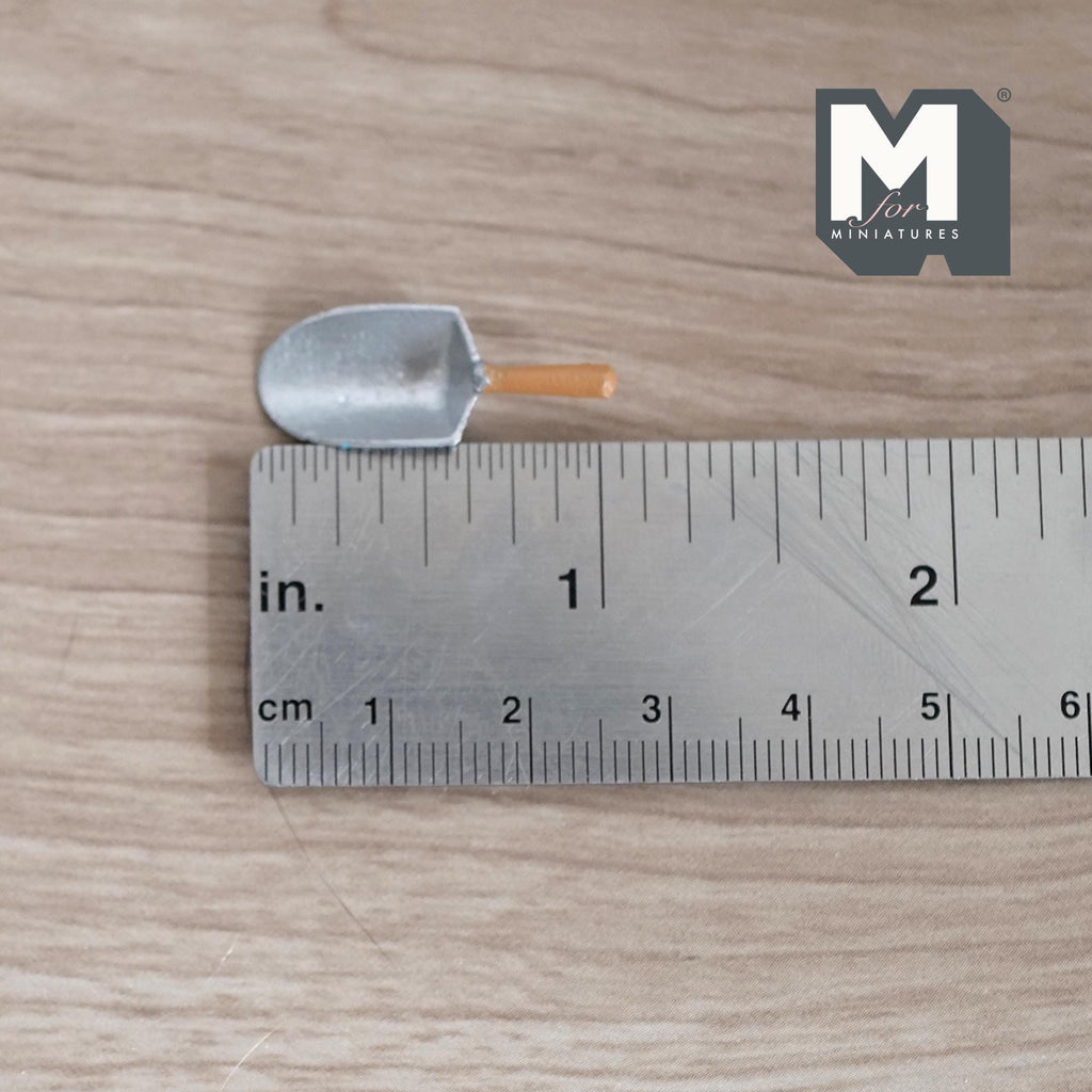 1:12 Scale Miniature Metal Flour Scoop with Wood Handle, 1 inch long, DIY Dollhouse Supply (silver)