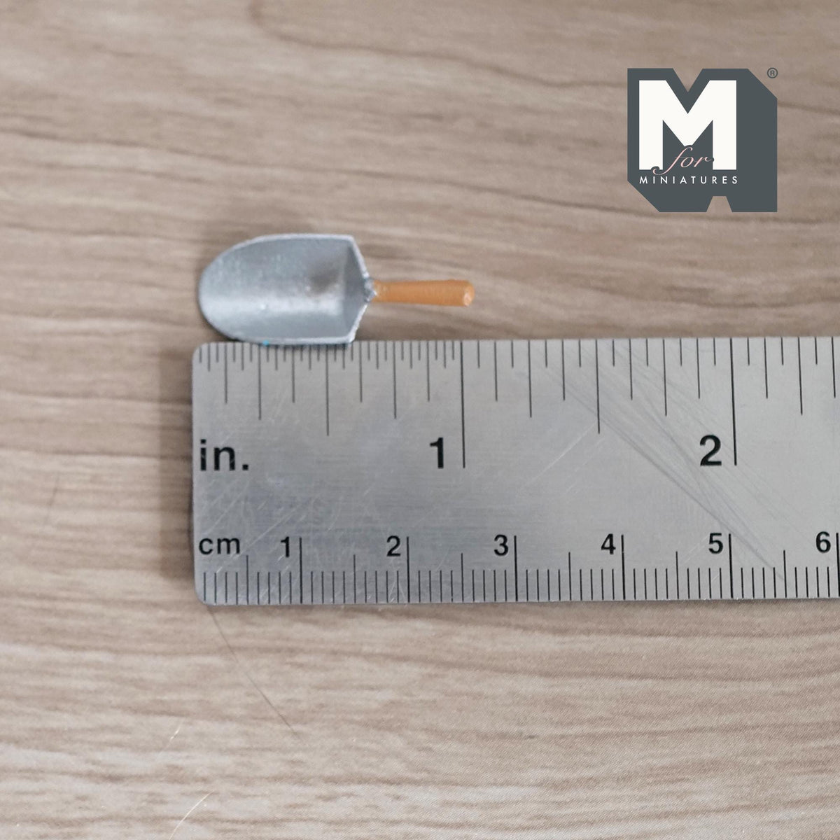 1:12 Scale Miniature Metal Flour Scoop with Wood Handle, 1 inch long, DIY Dollhouse Supply (silver)