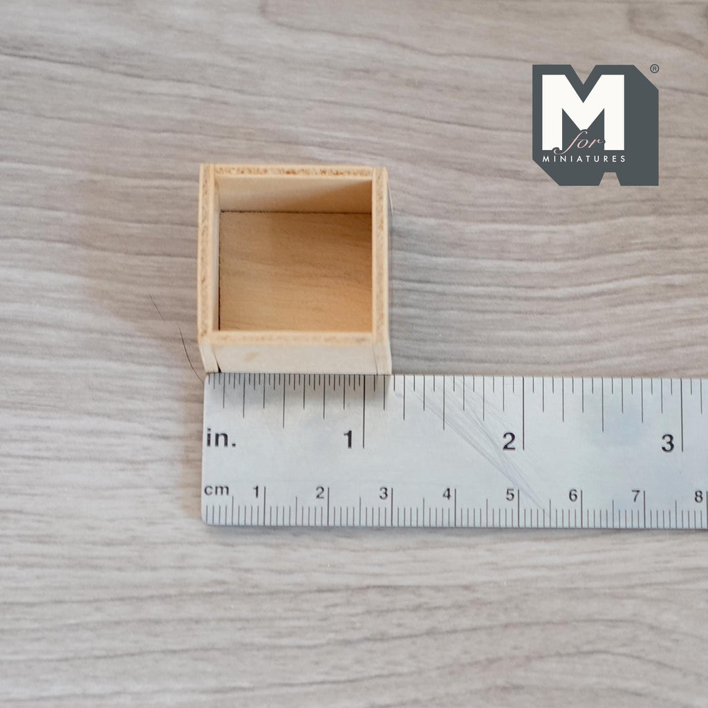 1:12 Scale Miniature Fruit Crate with Butterfly Decal, 11/16 inch tall, DIY Dollhouse Supply (wood)