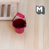 Miniature Metal Bucket 1:12 Scale Dollhouse Supplies Red Bucket with Wood Handle - E031