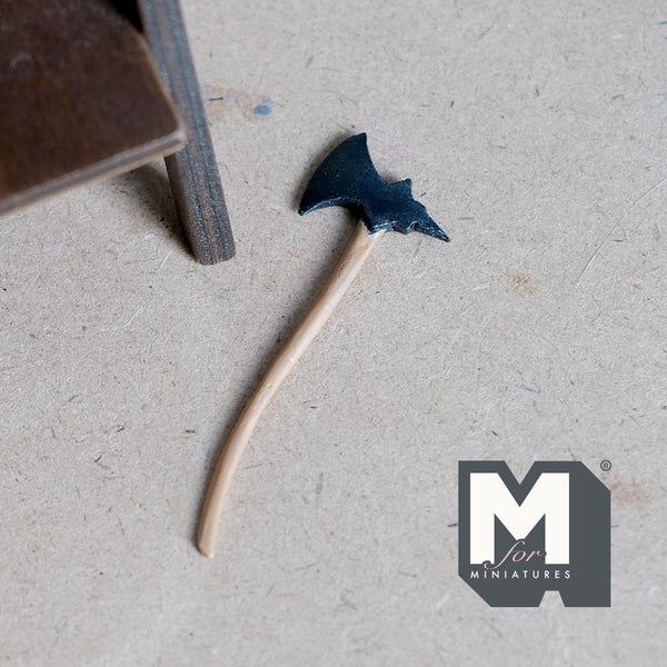 Miniature Double Axe 1:12 Scale Dollhouse Supplies Metal Forestry Axe Long Axe 2-11/16 inch long - F080