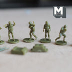 1:150 Scale Miniature Army Soldier Figures, Assembled or Unassembled, Set of 16, 7/16 inch tall, DIY Dollhouse Supply
