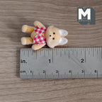 1/12スケール ミニチュア狐 赤いギンガムチェックシャツ着用、高さ約3.7cm、ドールハウスDIY用パーツ（フロッキー加工）