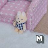 Dollhouse Supplies Miniature Fox with Blue Shirt 1-1/4" Tall (flocked skin) - G048