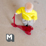 Miniature Kid Scooter 1:12 Scale Metal Toddler Scooter 2-1/16 inch long (red) - G047