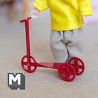 1:12 Scale Miniature Metal Kid Scooter, 2-1/16 inch long, DIY Dollhouse Supply (red)