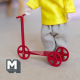 Miniature Kid Scooter 1:12 Scale Metal Toddler Scooter 2-1/16 inch long (red) - G047