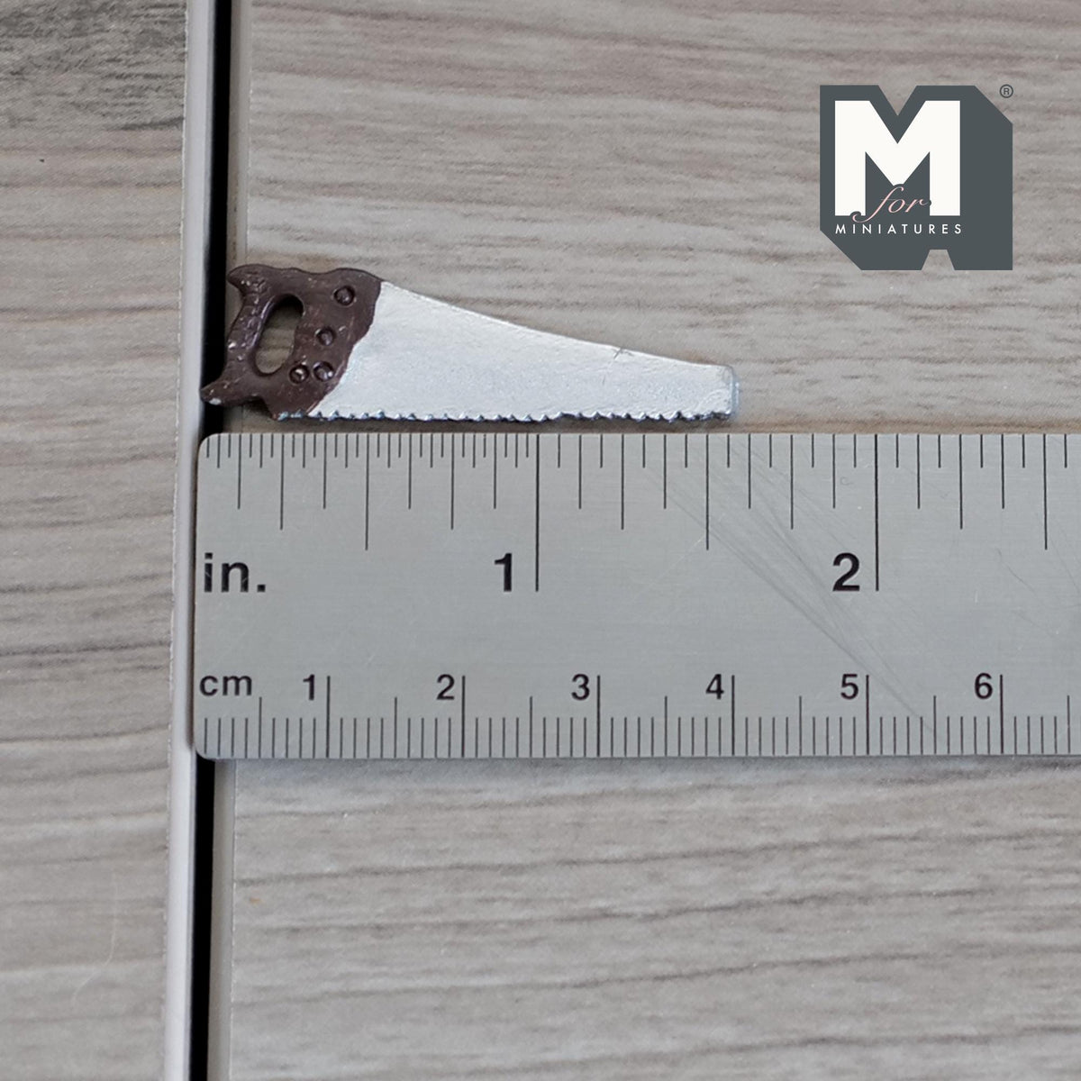 1:12 Scale Miniature Hand Saw, 1-9/16 inch long, DIY Dollhouse Supply (metal)