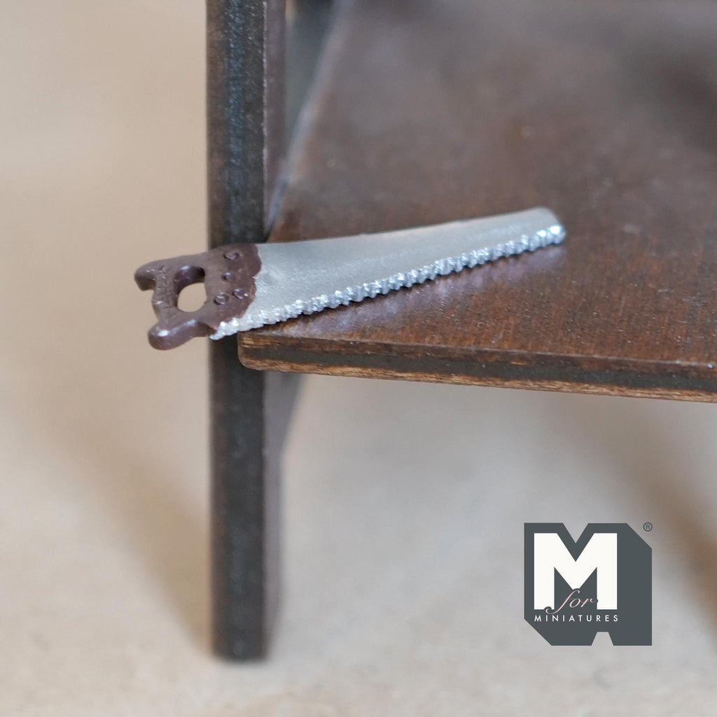 1:12 Scale Miniature Hand Saw, 1-9/16 inch long, DIY Dollhouse Supply (metal)