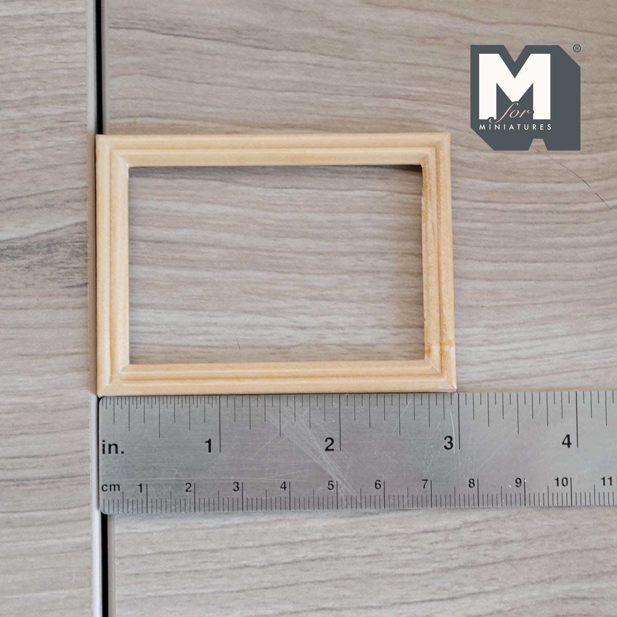 1:12 Scale Miniature Wood Picture Frame, Rectangular, 3 x 2-3/16 inch, DIY Dollhouse Supply (natural)