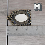Miniature Metal Oval Mirror 1:12 Scale Dollhouse Supplies Mirror with Flowers and Bird Frame 2-3/8 inch tall (metal) - F039