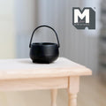 1:12 Scale Miniature Metal Cauldron Pot with Wire Handle, 7/8 inch dia., DIY Dollhouse Supply (black)