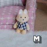 Dollhouse Supplies Miniature Fox with Blue Shirt 1-1/4" Tall (flocked skin) - G048