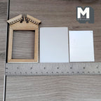 Miroir miniature à fronton, échelle 1:12, cadre photo en bois brut, prêt à peindre, 10 cm (3-15/16 pouces) de hauteur, fournitures pour maison de poupée