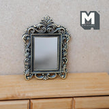 Miniature Ornate Mirror 1:12 Scale Dollhouse Supplies Rectangular Metal Mirror 2-11/16 inch tall (metal) - F039