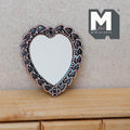 1:12 Scale Miniature Heart Shaped Mirror, Ornate Frame, 2-1/8 inch tall, DIY Dollhouse Supply (metal)