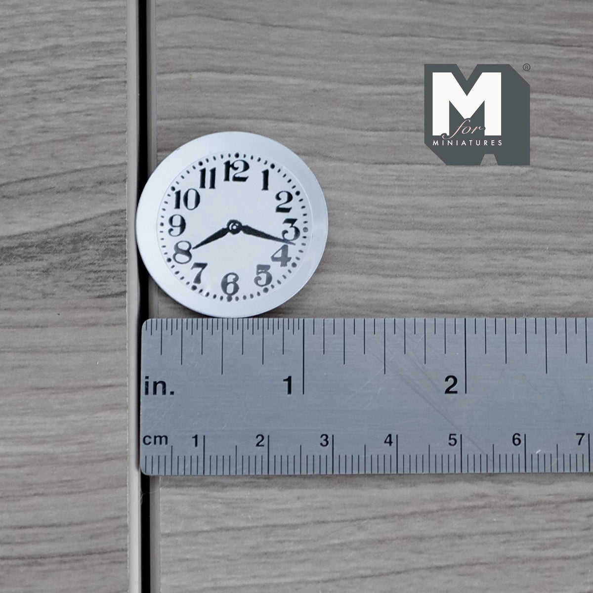 1:12 Scale Miniature Wall Clock, Bold Black Numbers, 1-3/16 inch dia., DIY Dollhouse Supply (white) (non working)