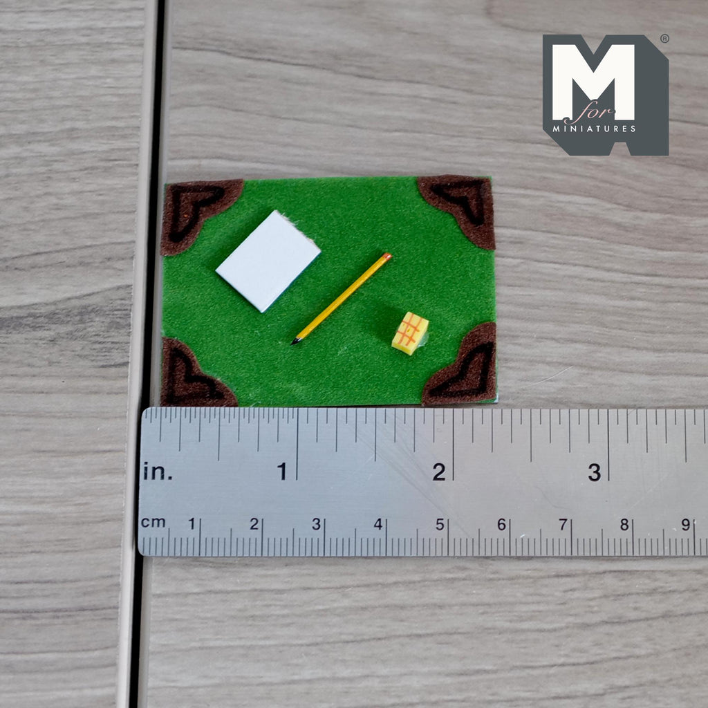 Miniature Work Desk with Pen Note Pad and Paper 1:12 Scale Desk Set - H016