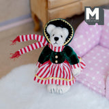 Miniature Dressed Winter Bear 1:12 Scale Dollhouse Supplies Bear with Bonnet and Striped Dress (from WMB)