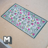 Dollhouse Supplies Floral Rug 1:12 Scale Miniature Carpet Green Area Rug 6-9/16 inch long - Z10