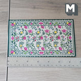 Dollhouse Supplies Floral Rug 1:12 Scale Miniature Carpet Green Area Rug 6-9/16 inch long - Z10