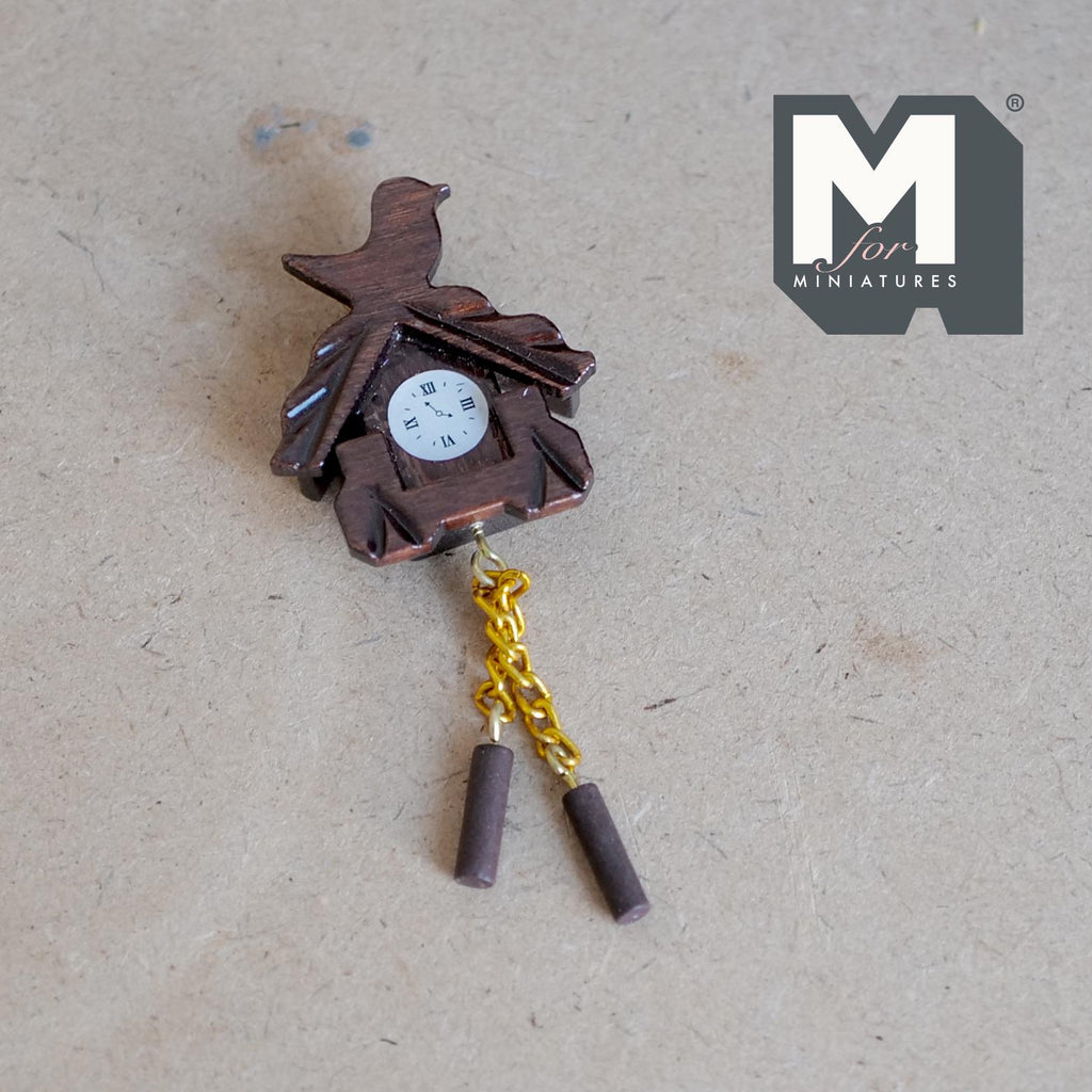 Miniature Cuckoo Clock 1:12 Scale Dollhouse Wooden Wall Clock - B052