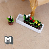 Miniature Tray of Potted Tulips 1:12 Scale Fairy Garden Flower Box 1-5/8 inch wide (wood) - F089