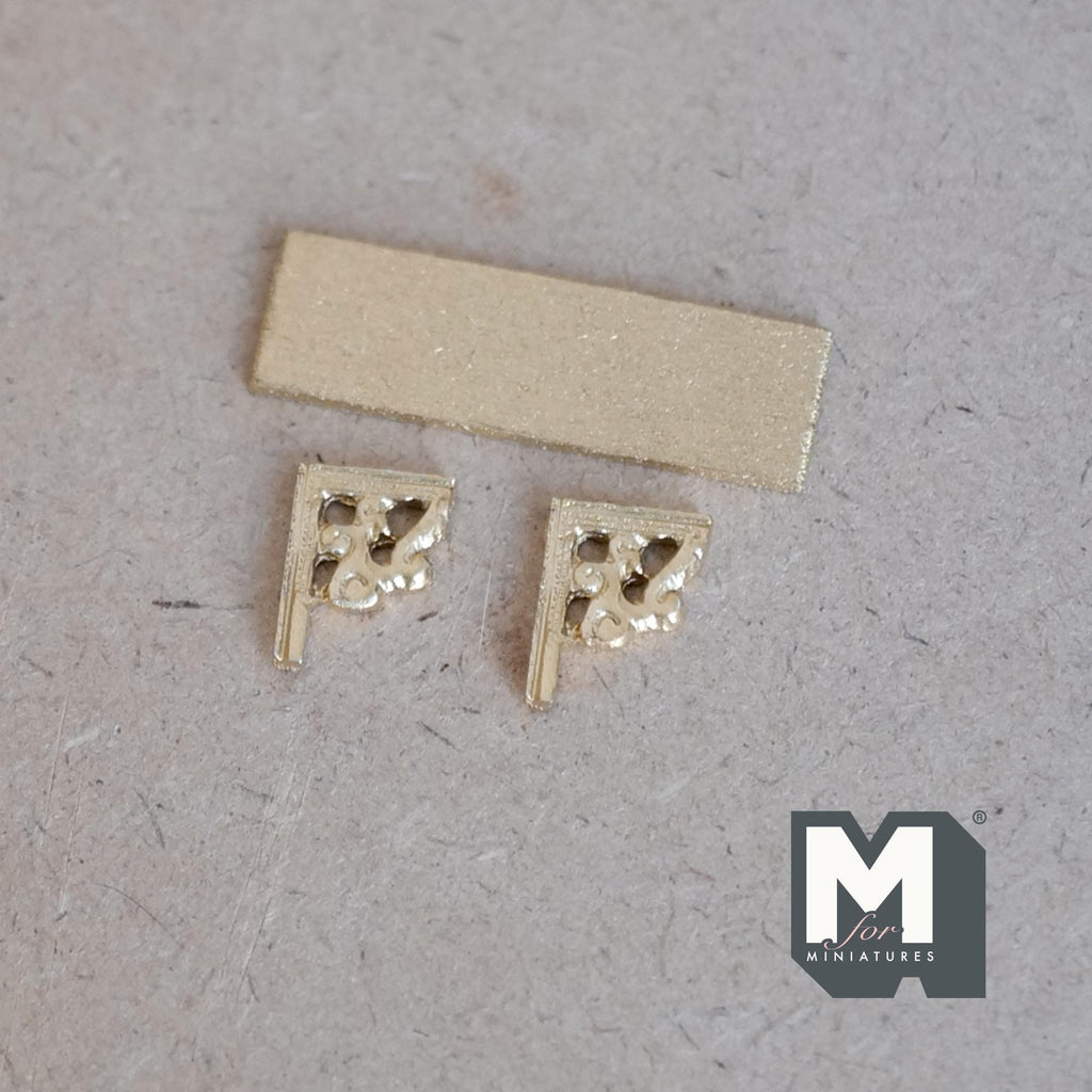 1:12 Scale Miniature Gold Wall Shelf, Narrow Kitchen Shelf, Requires Mounting, 1-9/16 inch long (gold)