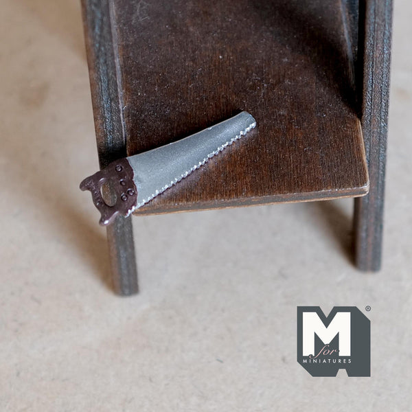 Miniature Hand Saw 1:12 Scale Dollhouse Supplies Workshop Tools Rip Saw 1-9/16 inch long (metal) - F073