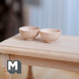 Miniature Wood Bowls 1:12 Scale Dollhouse Supplies Kitchenware Bowls Set of 2 , 3/8 inch tall - A035