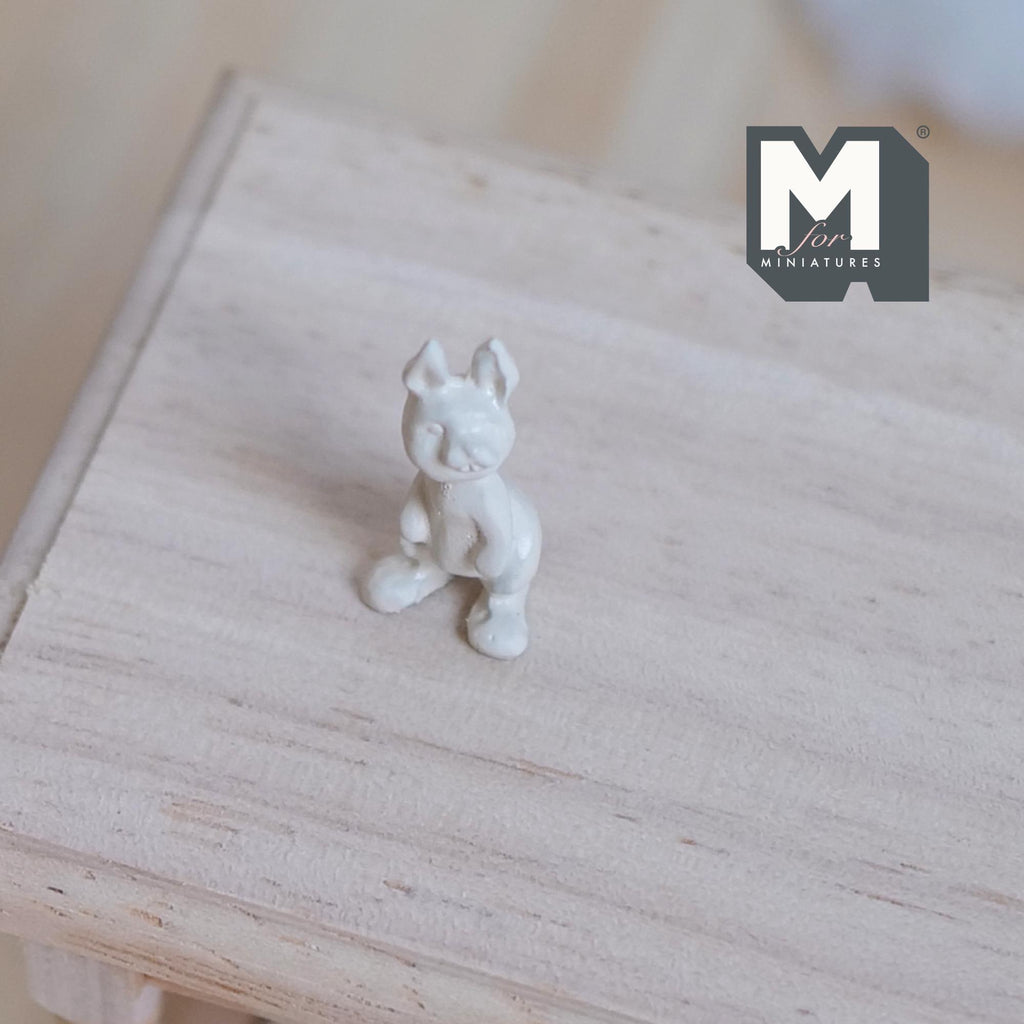 1:12 Scale Miniature White Chocolate Bunny, 1 inch tall, DIY Dollhouse Supply (metal) (non edible)