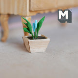 Miniature Flower in Wood Square Pot 1:12 Scale Fairy Garden Flower 1-3/8 inch tall - F089