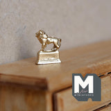 Miniature Lion Statue 1:12 Scale Dollhouse Supplies Sculpture 5/8 inch tall (metal) (gold) - G096