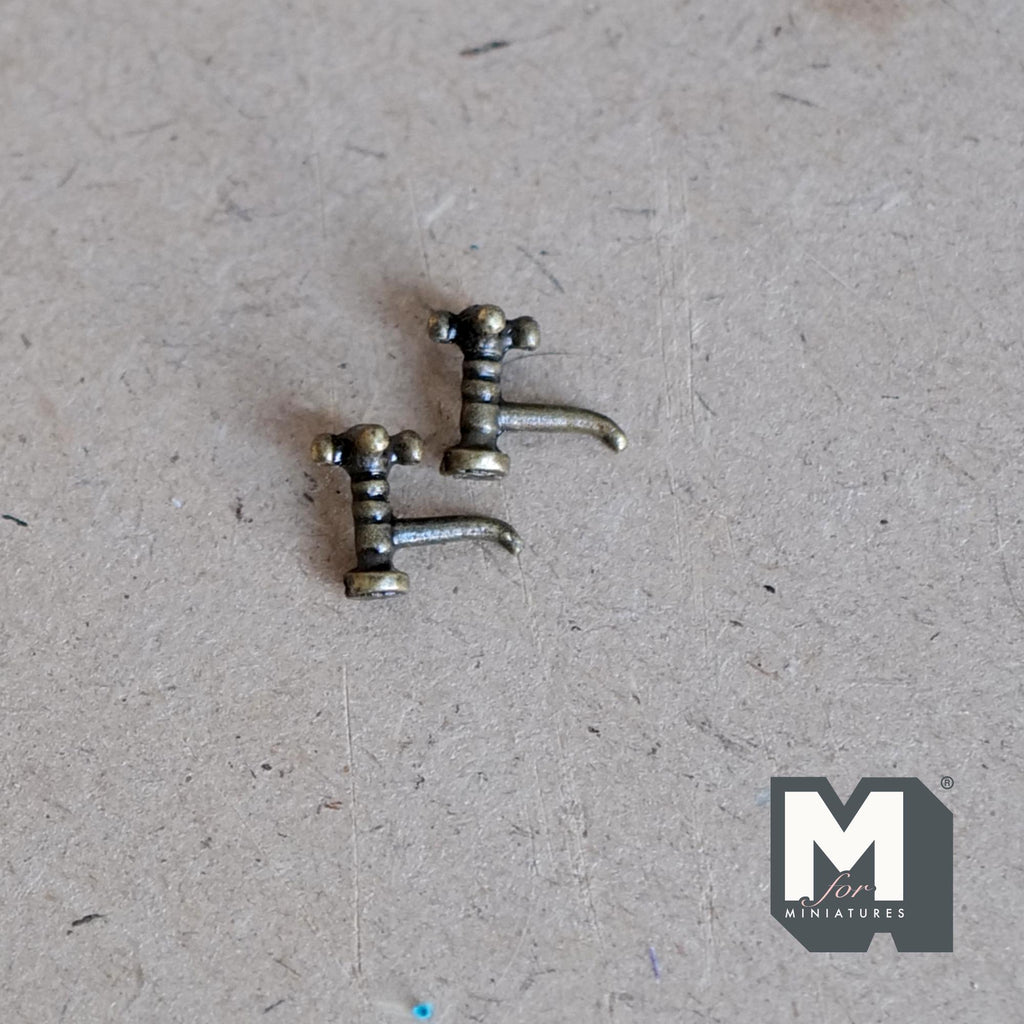 1:12 Scale Miniature Metal Dollhouse Faucets, Set of 2, 3/8 inch tall (brass)