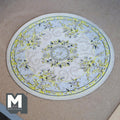 1:12 Scale Miniature Round Area Rug with Floral Medallion, 6-3/4 inch dia., DIY Dollhouse Supply (cream)