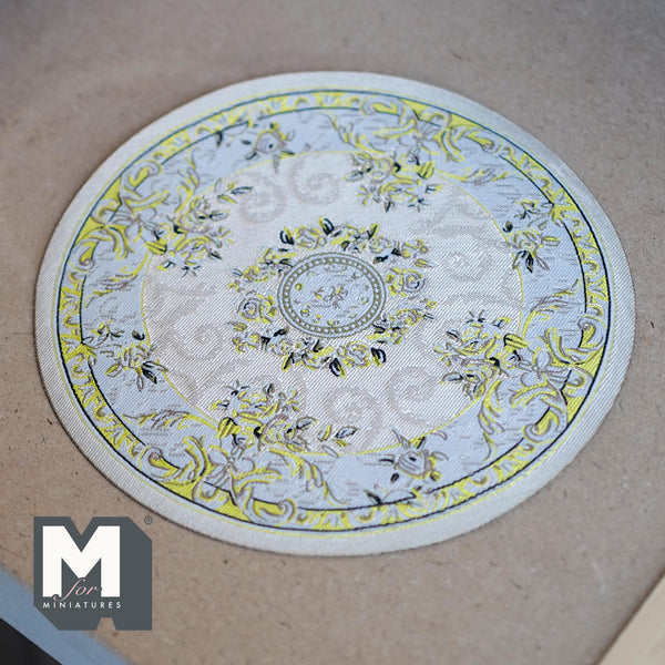 Dollhouse Supplies Cream Circular Rug 1:12 Scale Miniature Large Size Area Rug 6-3/4 inch dia. - Z10