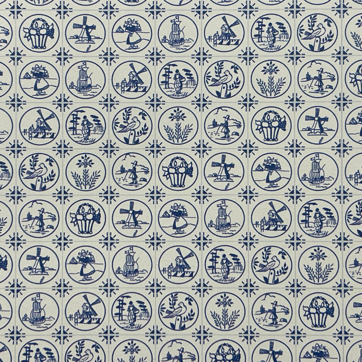 1:12 Scale Miniature Delft Tile Wallpaper, 17-1/8 x 12 inch, DIY Dollhouse Supply