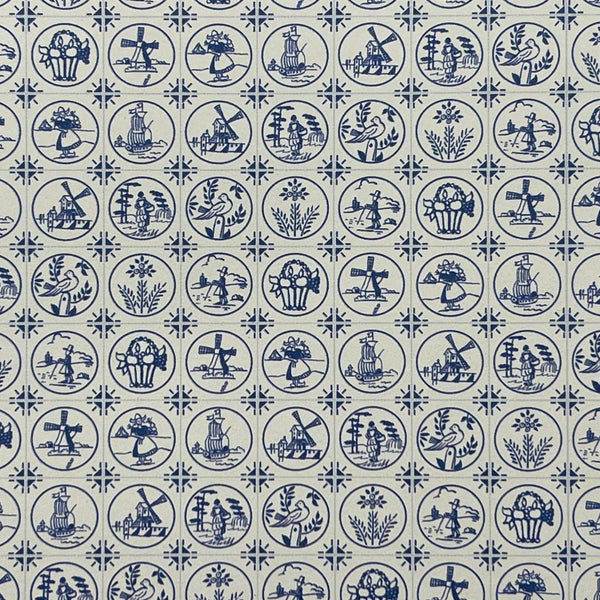 Dollhouse Supplies delft tile wallpaper 1:12 scale miniature square wall tile sheet 17-1/8 inch wide (paper) (blue)