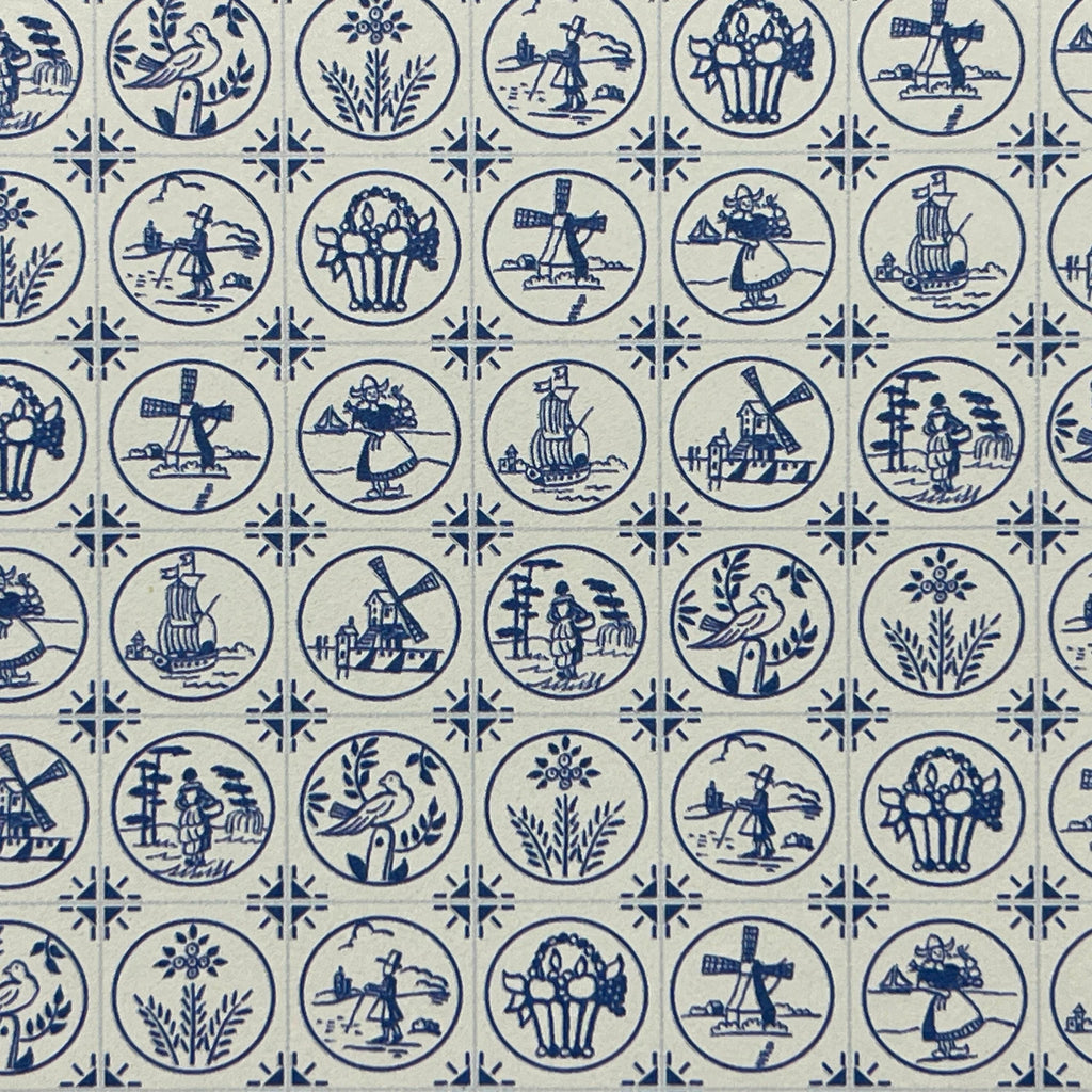 1:12 Scale Miniature Delft Tile Wallpaper, 17-1/8 x 12 inch, DIY Dollhouse Supply