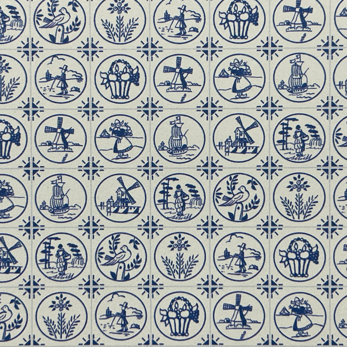 1:12 Scale Miniature Delft Tile Wallpaper, 17-1/8 x 12 inch, DIY Dollhouse Supply