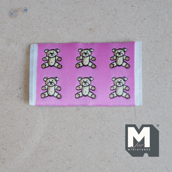 Miniature Pink Bears Rug 1:12 Scale Dollhouse Baby Room Doormat 2-13/16 inch long - F064