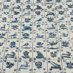 Miniature Early Delft Tile Wallpaper, 1/2 inch Tiles, 19-11/16 x 11-3/4 inch, DIY Dollhouse Supply (blue)