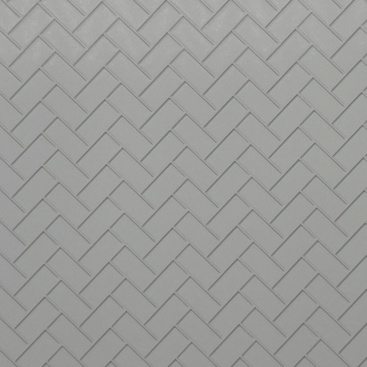 Miniature White Embossed Herringbone Subway Tile Sheet, 15-15/16 x 11-5/8 inch, DIY Dollhouse Supply (gray grout)